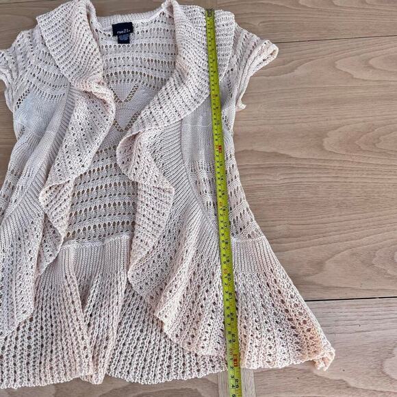 VTG Y2K Rue21 Womens S Crochet Knitted Cover Up Coastal Beachy‎ Lightweight - Picture 5 of 5